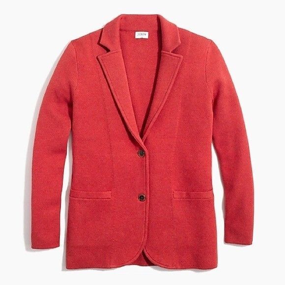 J Crew Sweater Blazer Cotton in Heather Brick Casual Career Cozy Preppy - Picture 1 of 11
